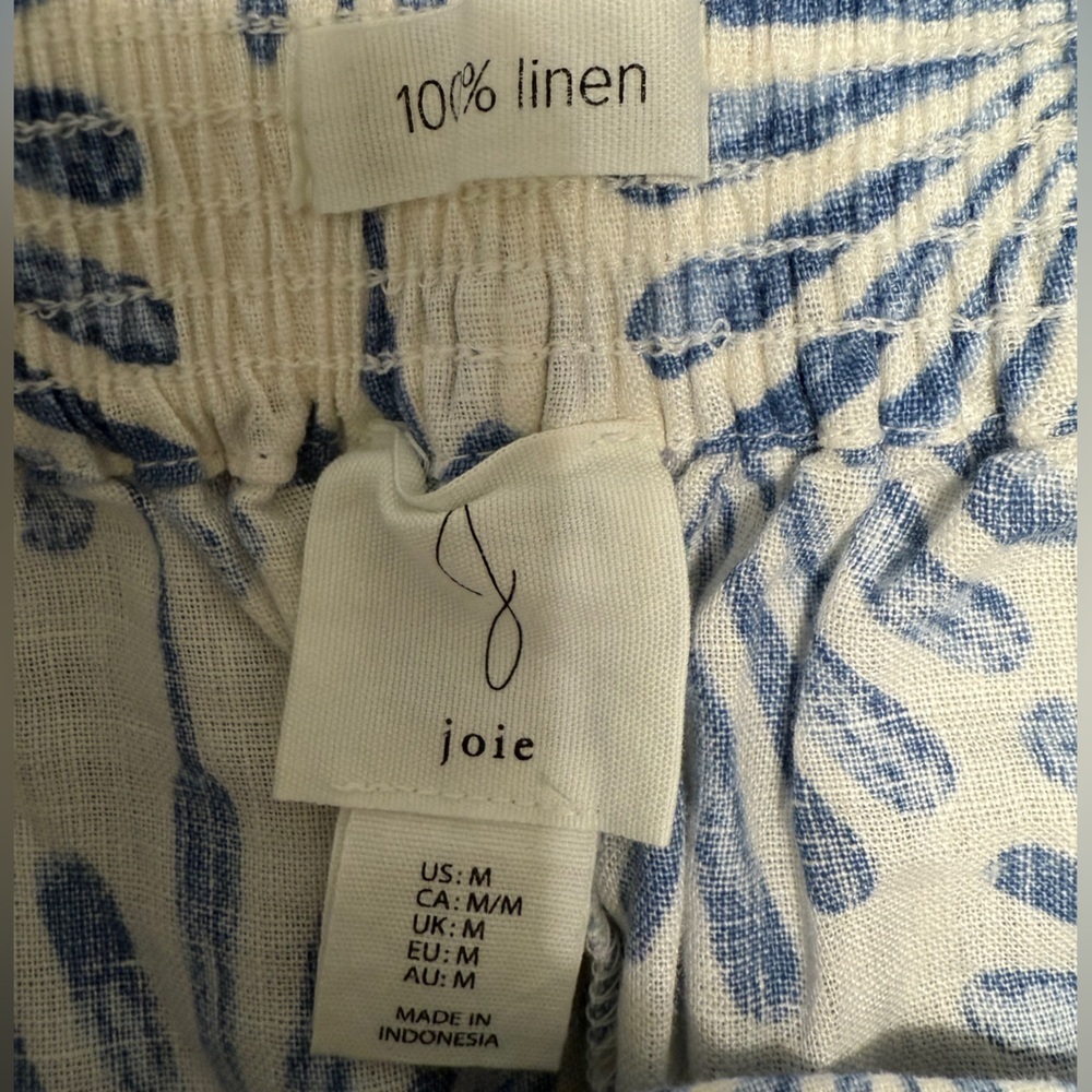 #1) Joie Blue and White 100% Linen crop-Pants - Picture 7 of 7